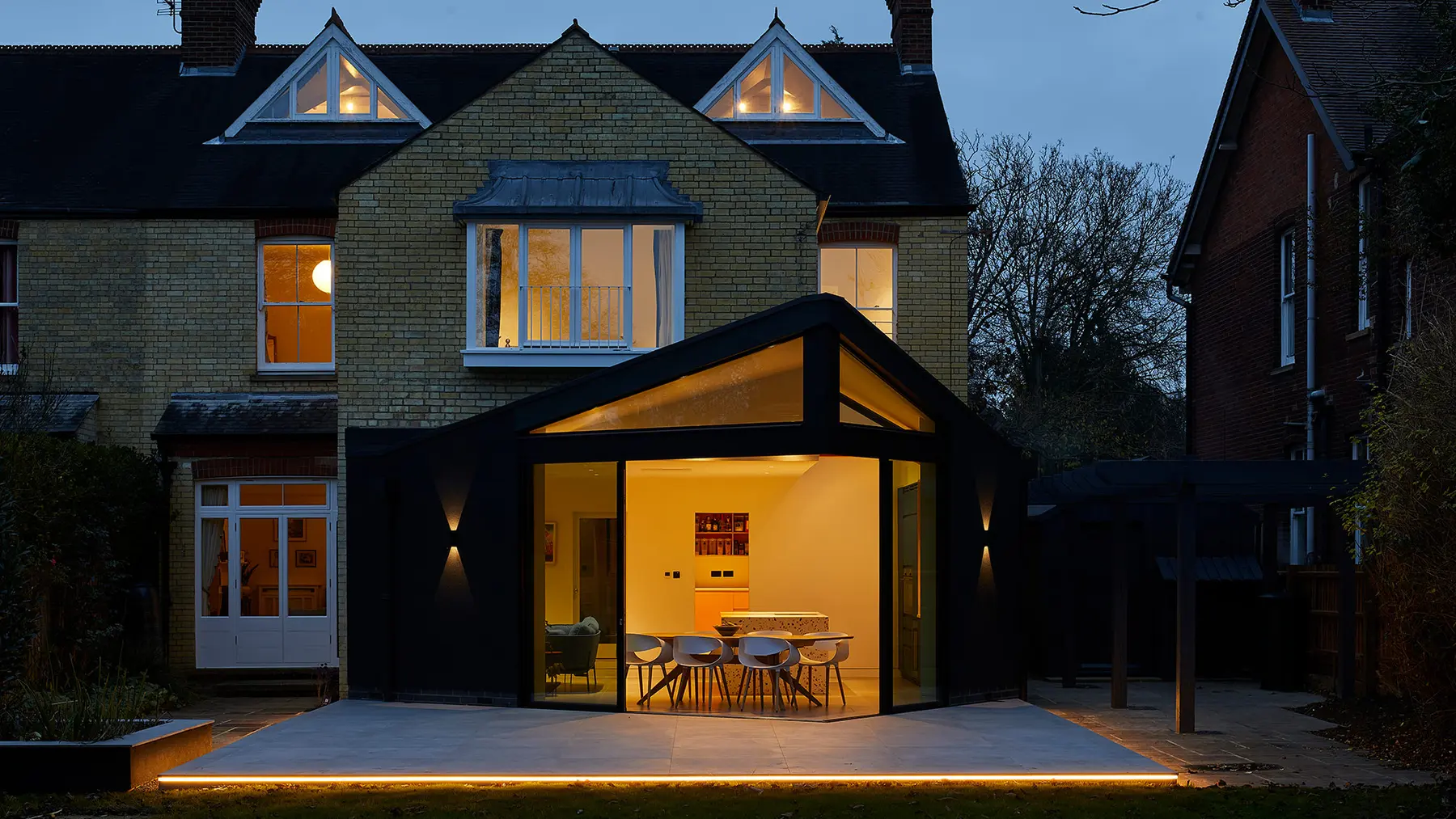 Rear elevation showing the new glazed extension
