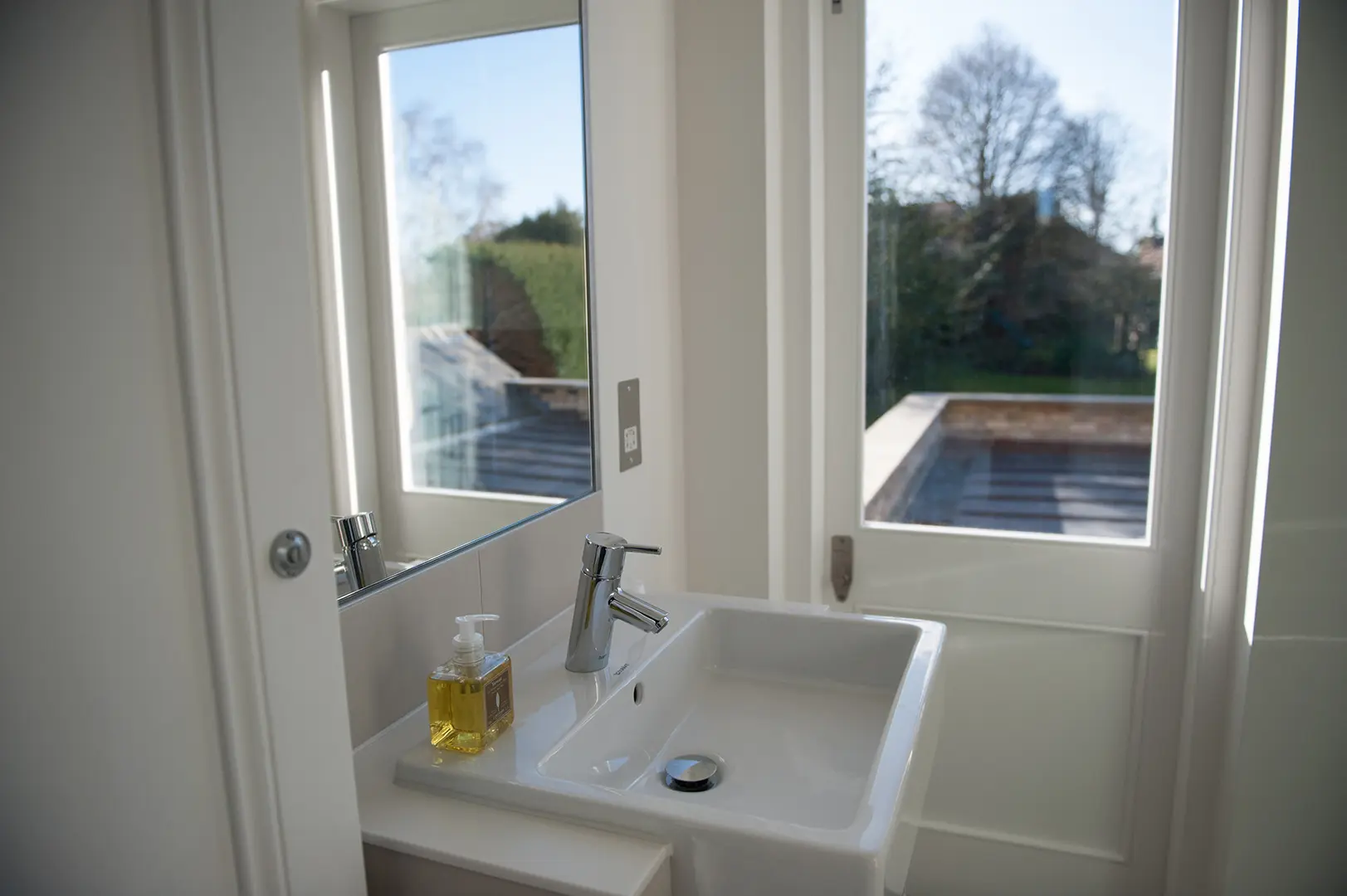 Refurbished bathroom overlooking the garden
