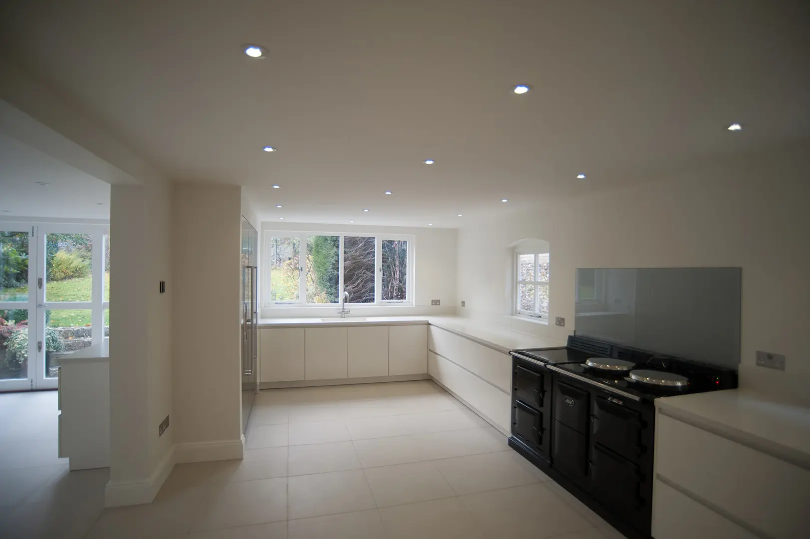 Bright contemporary kitchen within the listed villa