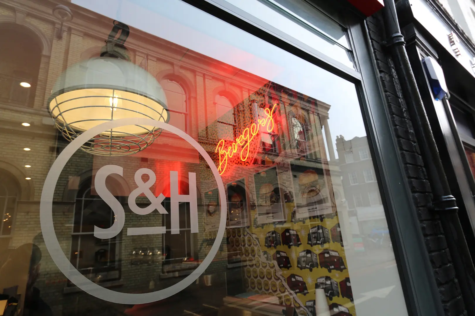 S&H restaurant frontage and illuminated window branding