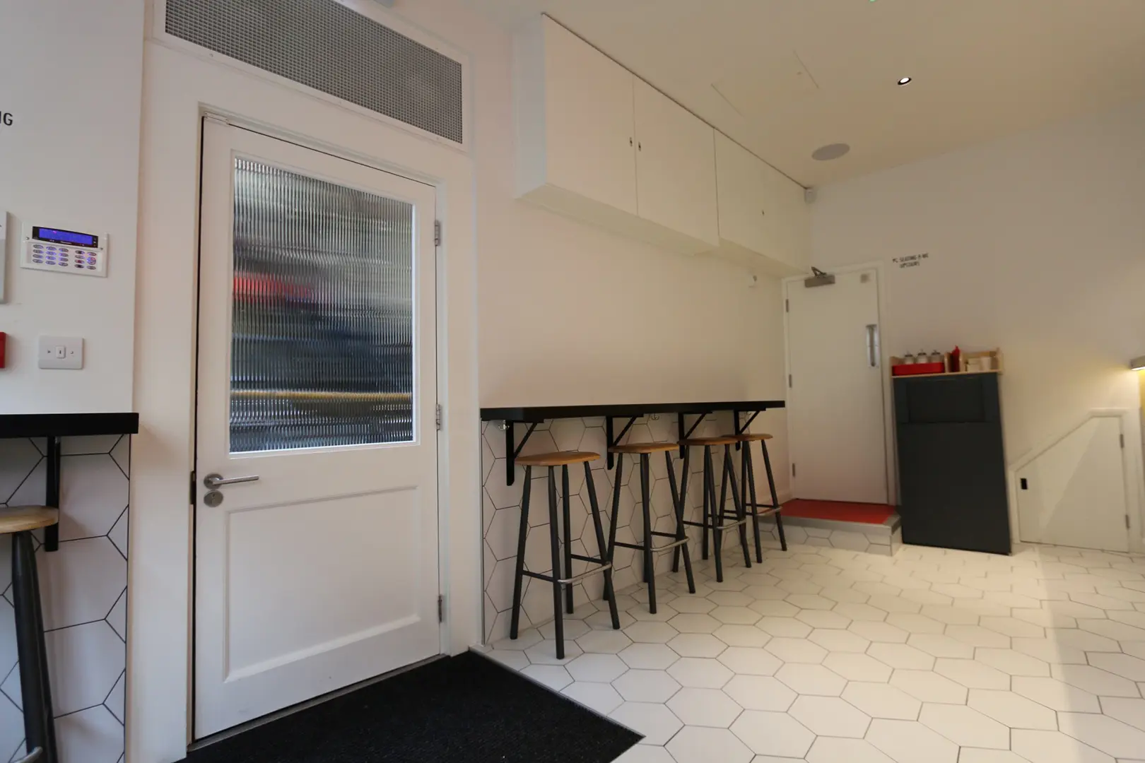 Completed customer seating area within the S&H restaurant